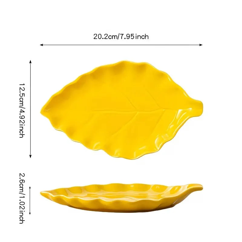 Leaf Shape Ceramic Serving Plate