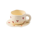 Heart Pattern Ceramic Cup and Saucer Set