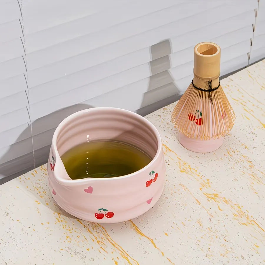 Cherry Pattern Matcha Tea Preparation Set