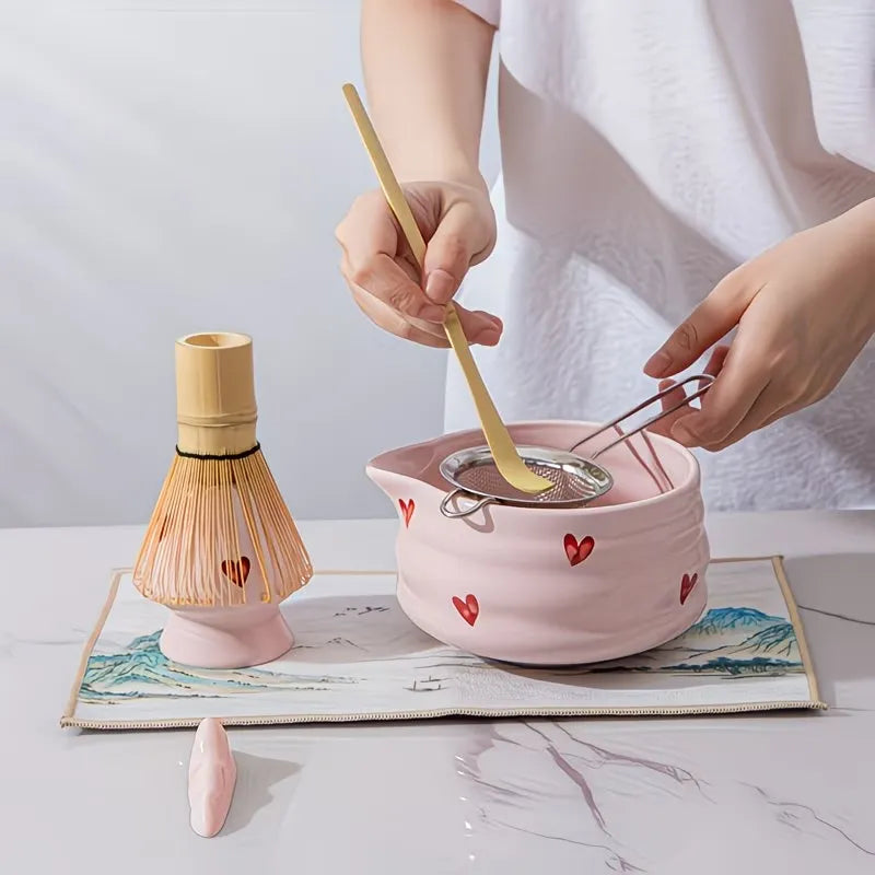 Heart Pattern Matcha Tea Preparation Set