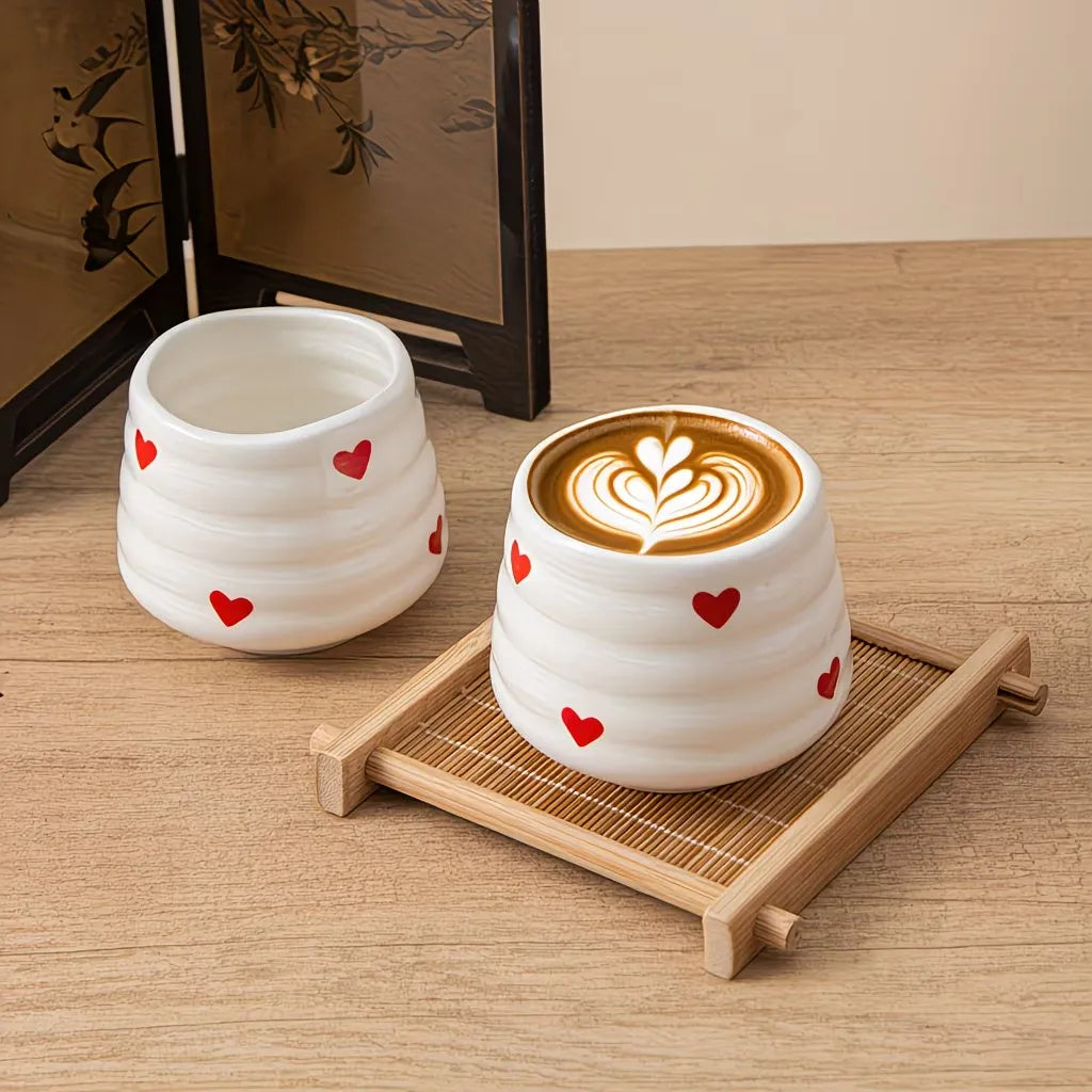 Heart Pattern Ceramic Coffee Cup