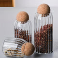 Ribbed Glass Storage Jar with Round Wooden Lid