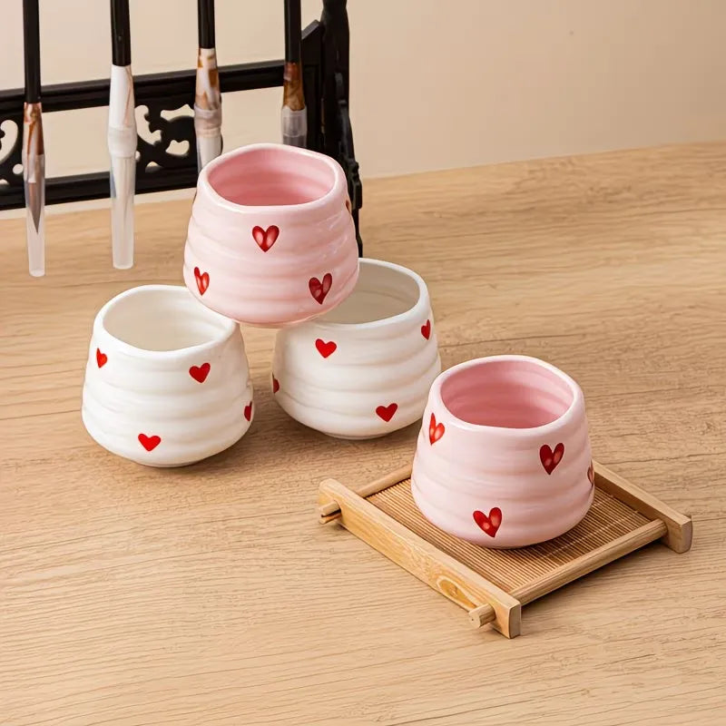 Heart Pattern Ceramic Coffee Cup