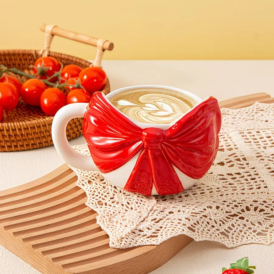 Bow Decor Ceramic Coffee Mug