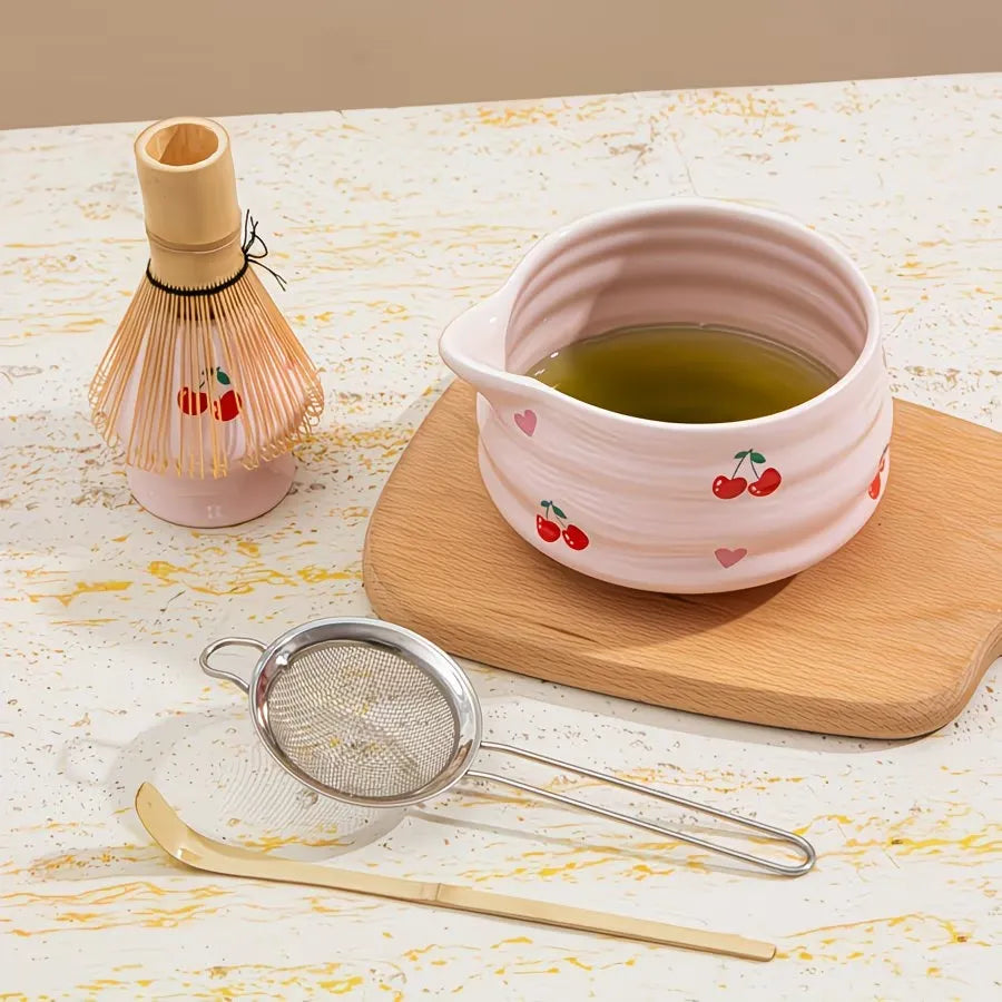 Cherry Pattern Matcha Tea Preparation Set