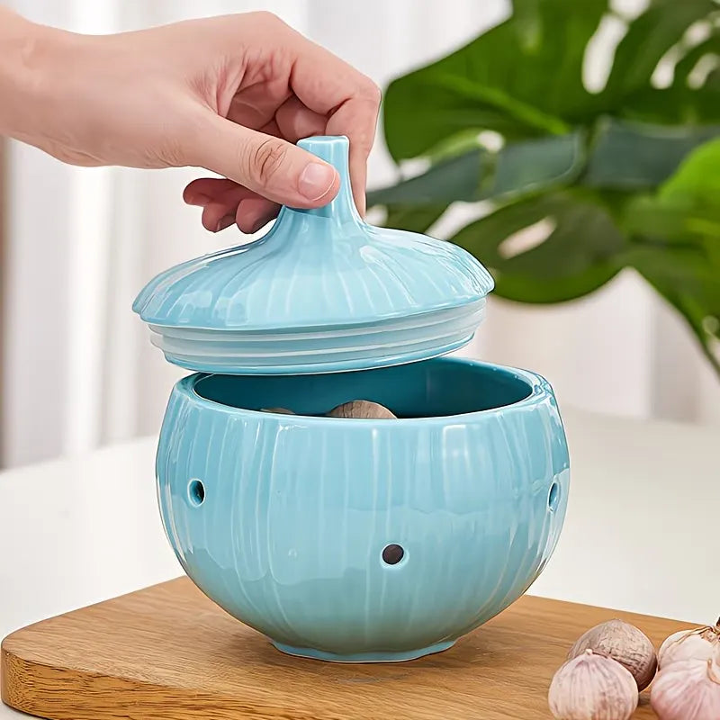 Garlic Shape Ceramic Storage Jar with Lid