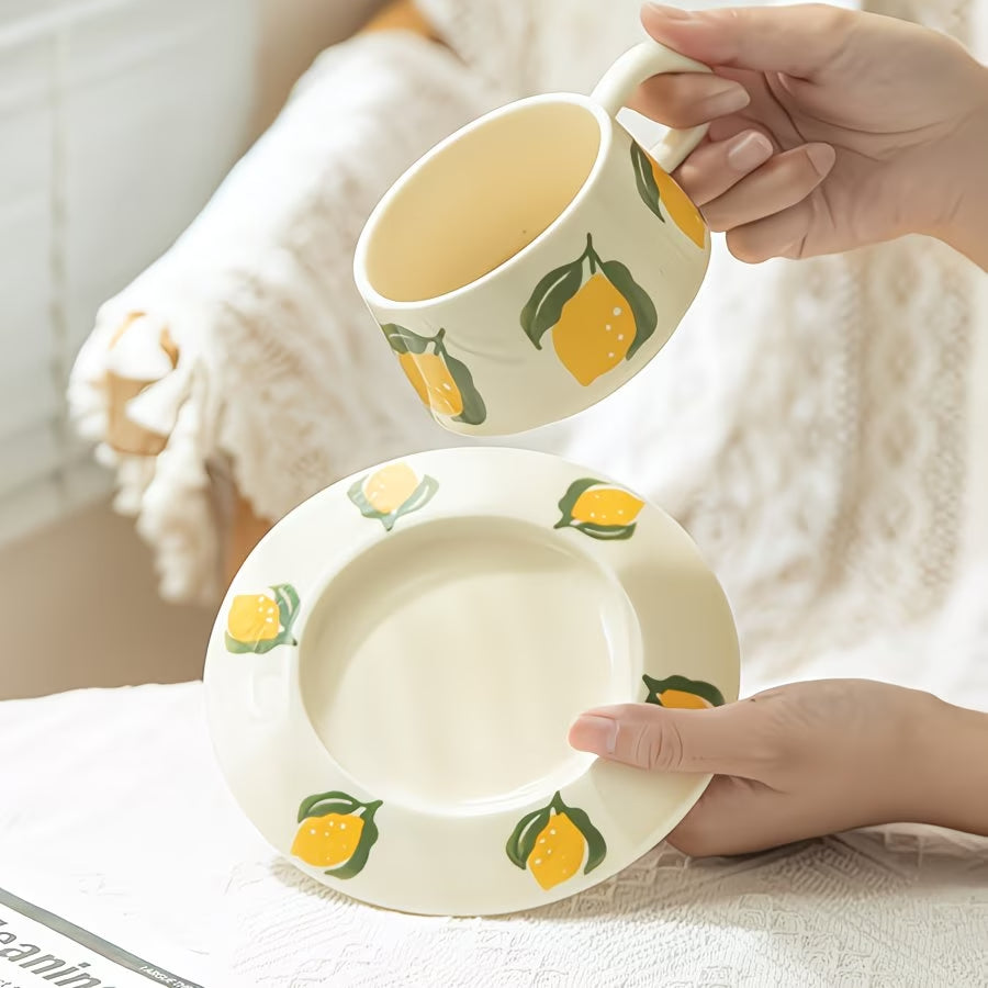 Floral Pattern Ceramic Cup and Saucer Set
