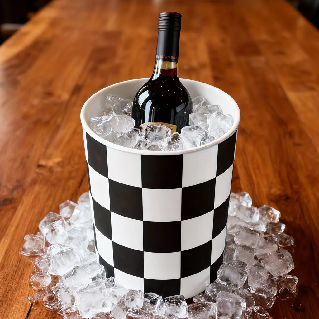 Checkered Pattern Ceramic Utensil Holder