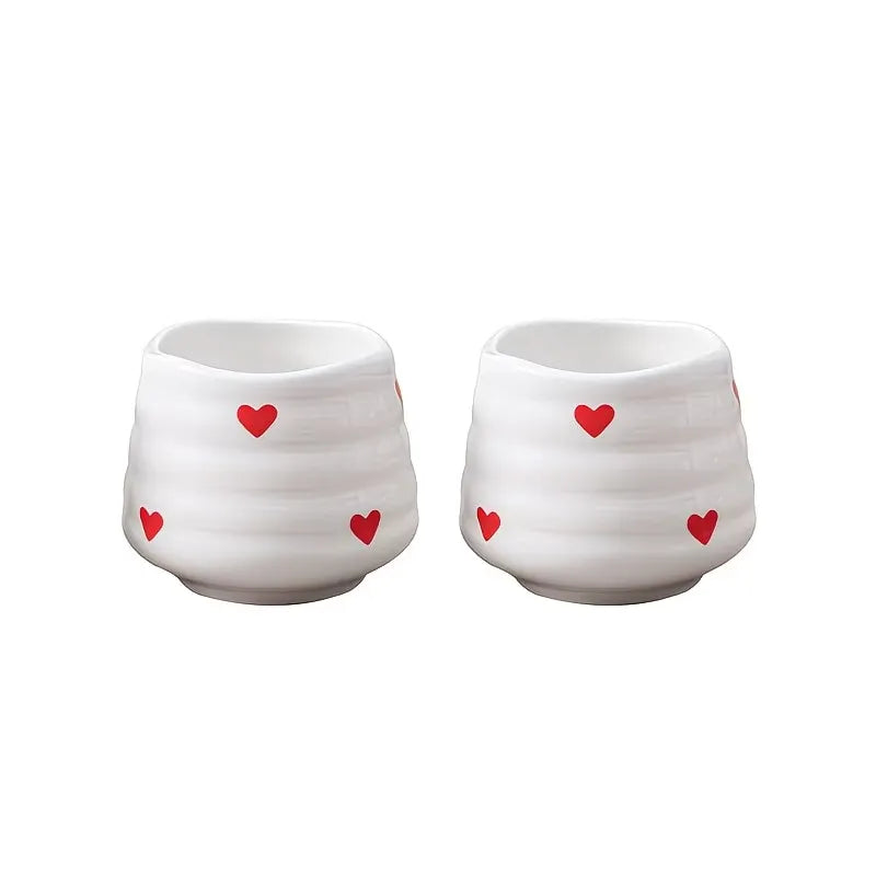 Heart Pattern Ceramic Coffee Cup