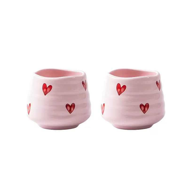 Heart Pattern Ceramic Coffee Cup