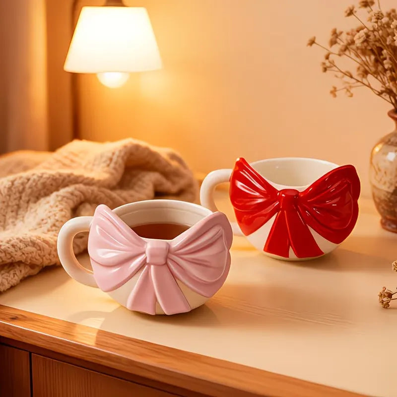 Bow Decor Ceramic Coffee Mug