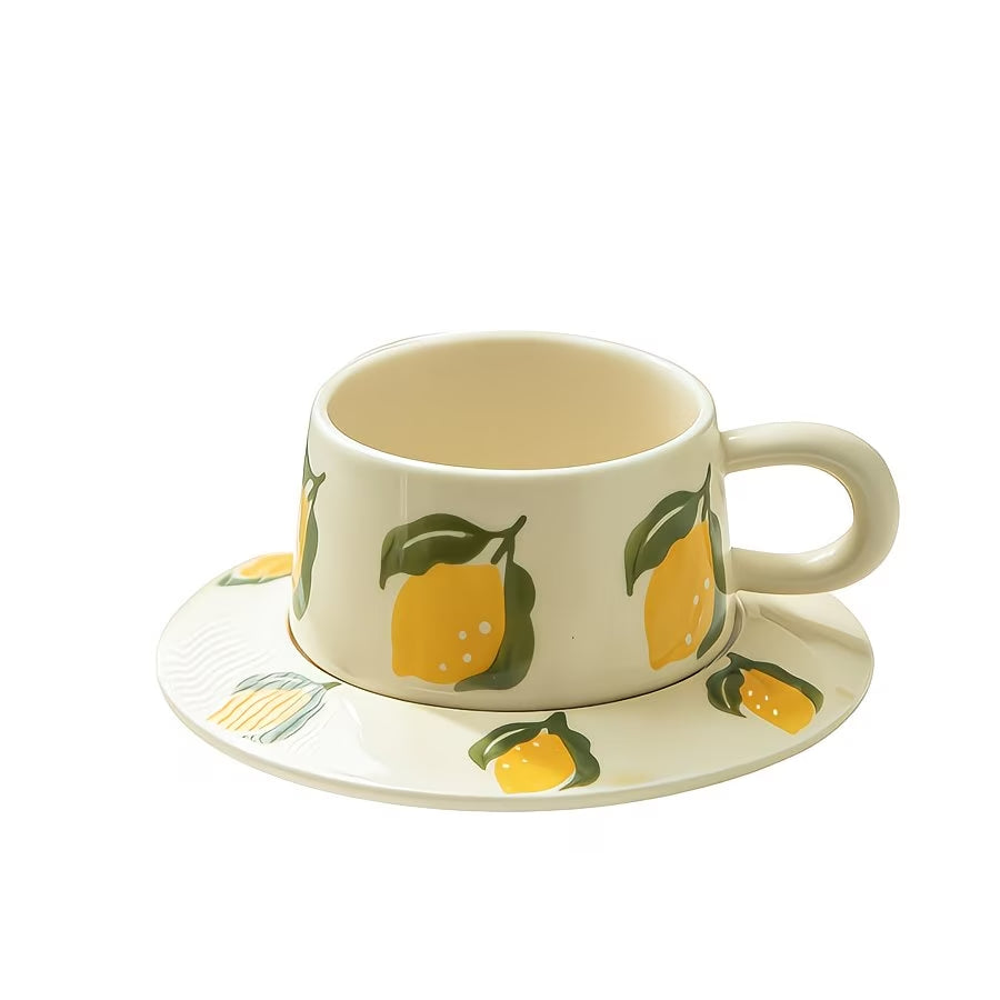 Floral Pattern Ceramic Cup and Saucer Set