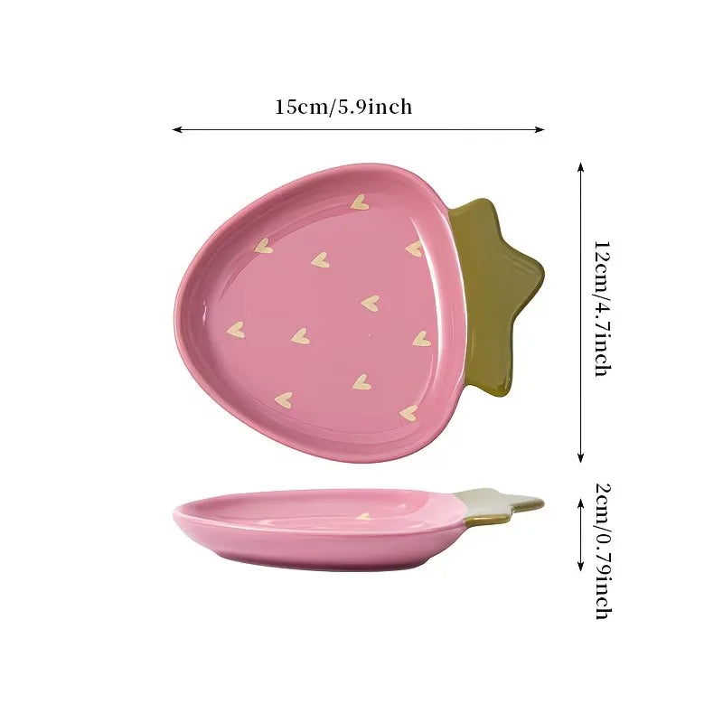 Strawberry Shape Ceramic Serving Plate