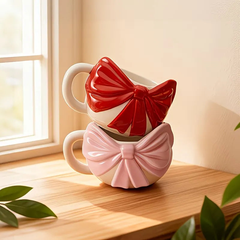 Bow Decor Ceramic Coffee Mug