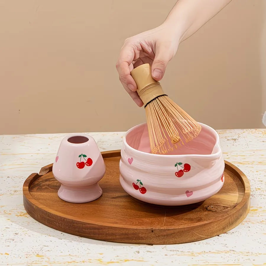 Cherry Pattern Matcha Tea Preparation Set