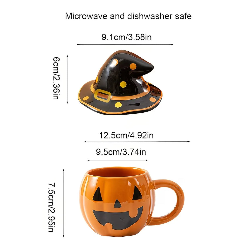 Pumpkin Shape Ceramic Coffee Mug with Lid