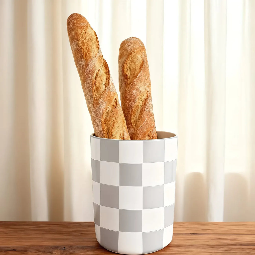 Checkered Pattern Ceramic Utensil Holder
