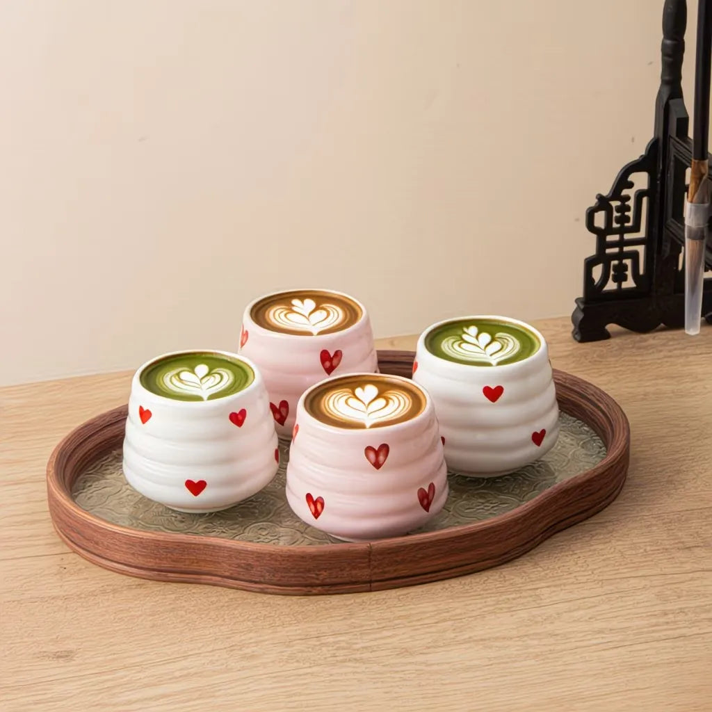 Heart Pattern Ceramic Coffee Cup