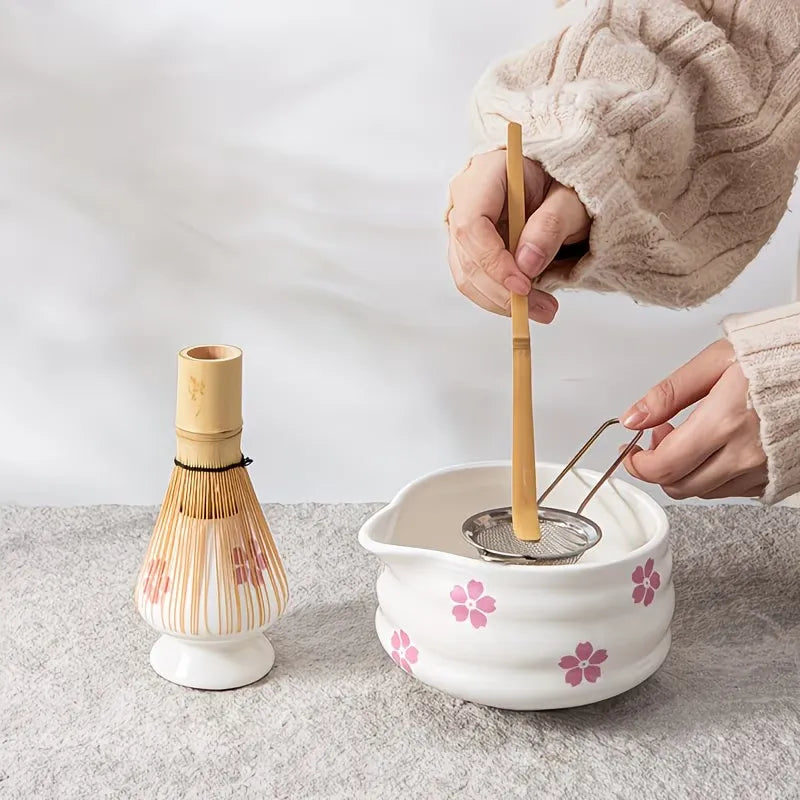 Floral Pattern Matcha Tea Preparation Set
