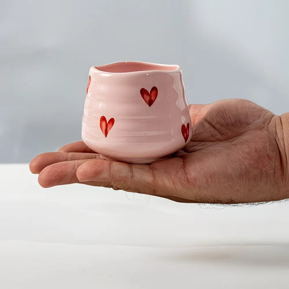 Heart Pattern Ceramic Coffee Cup
