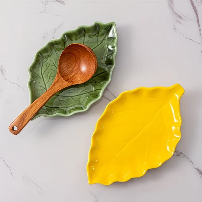 Leaf Shape Ceramic Serving Plate