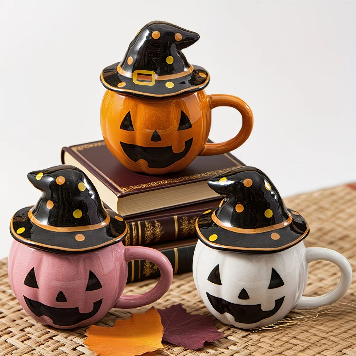 Pumpkin Shape Ceramic Coffee Mug with Lid