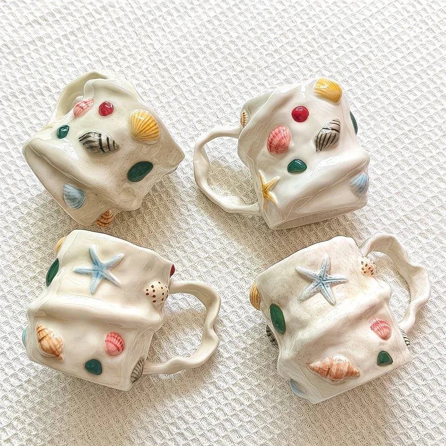 Seashell Textured Ceramic Coffee Mug