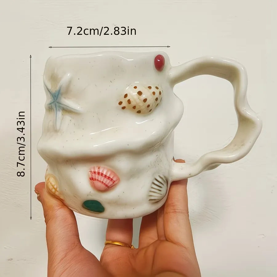 Seashell Textured Ceramic Coffee Mug