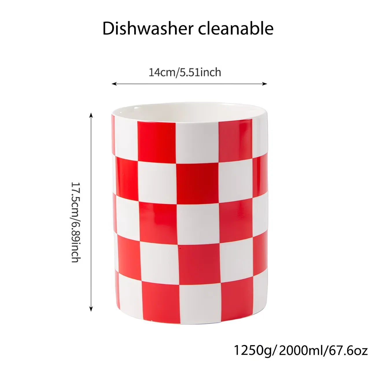 Checkered Pattern Ceramic Utensil Holder