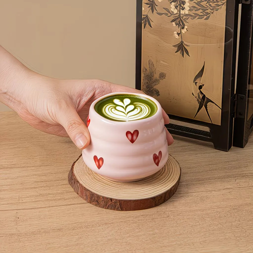 Heart Pattern Ceramic Coffee Cup