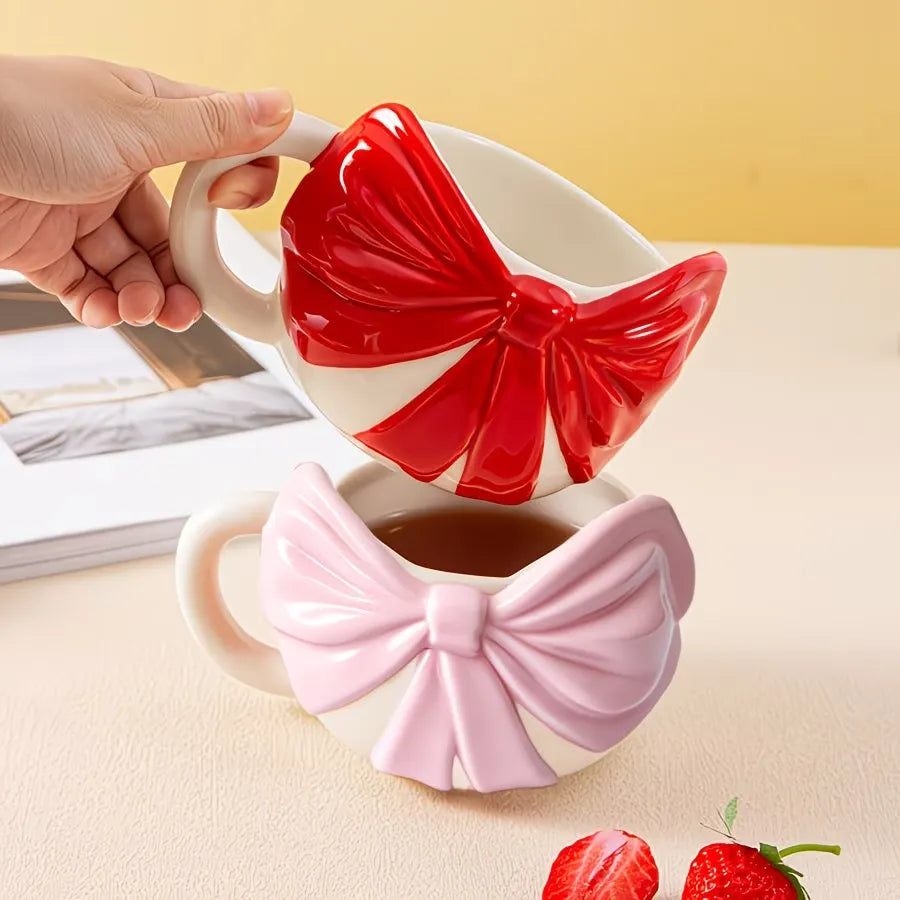 Bow Decor Ceramic Coffee Mug