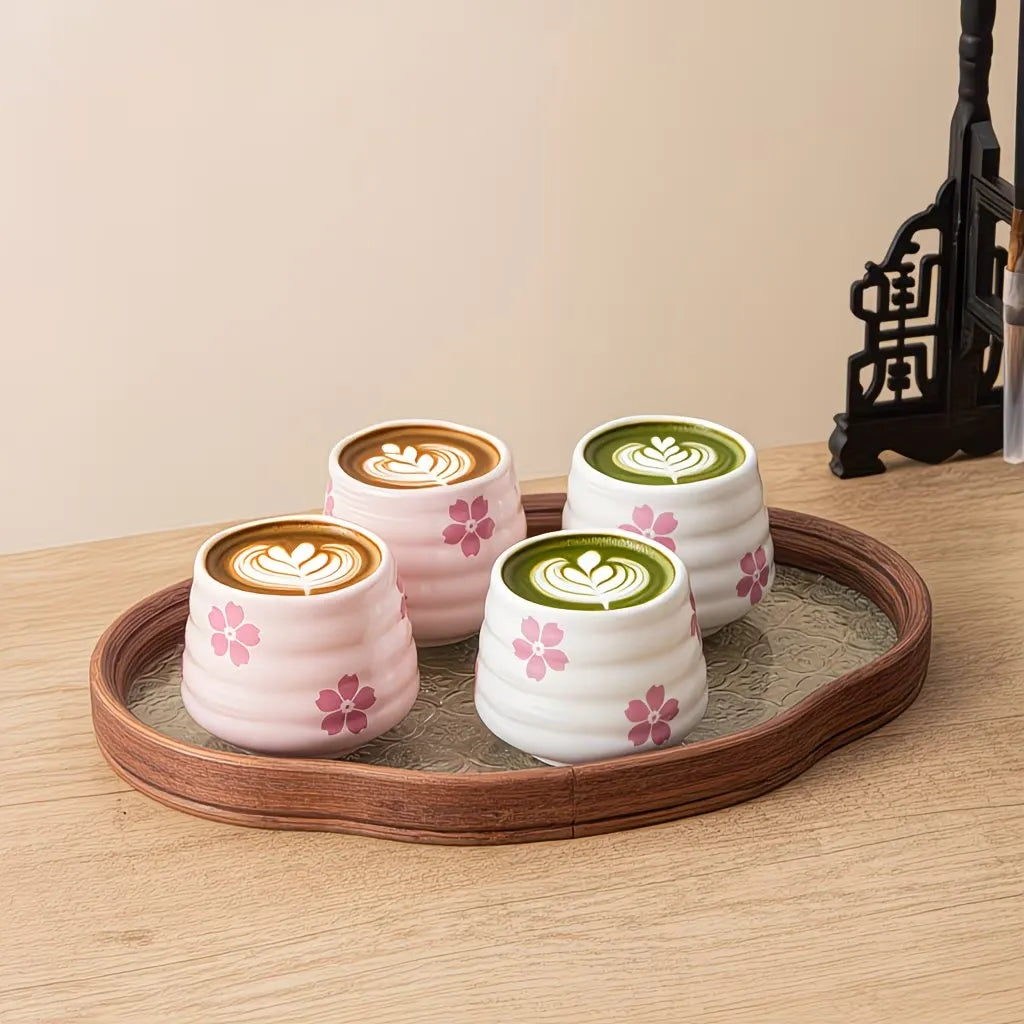 Floral Pattern Ceramic Coffee Cup