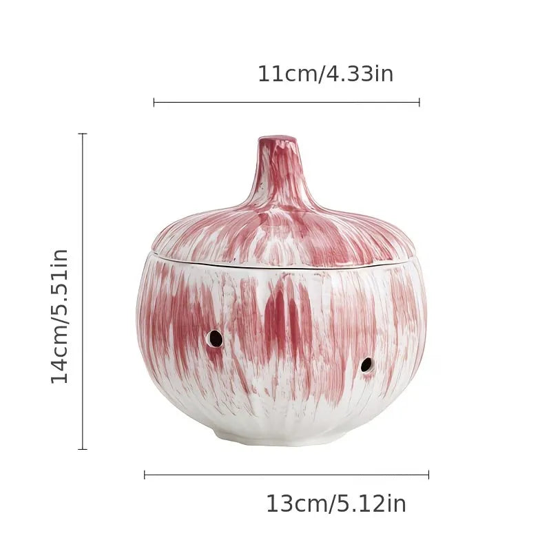 Garlic Shape Ceramic Storage Jar with Lid