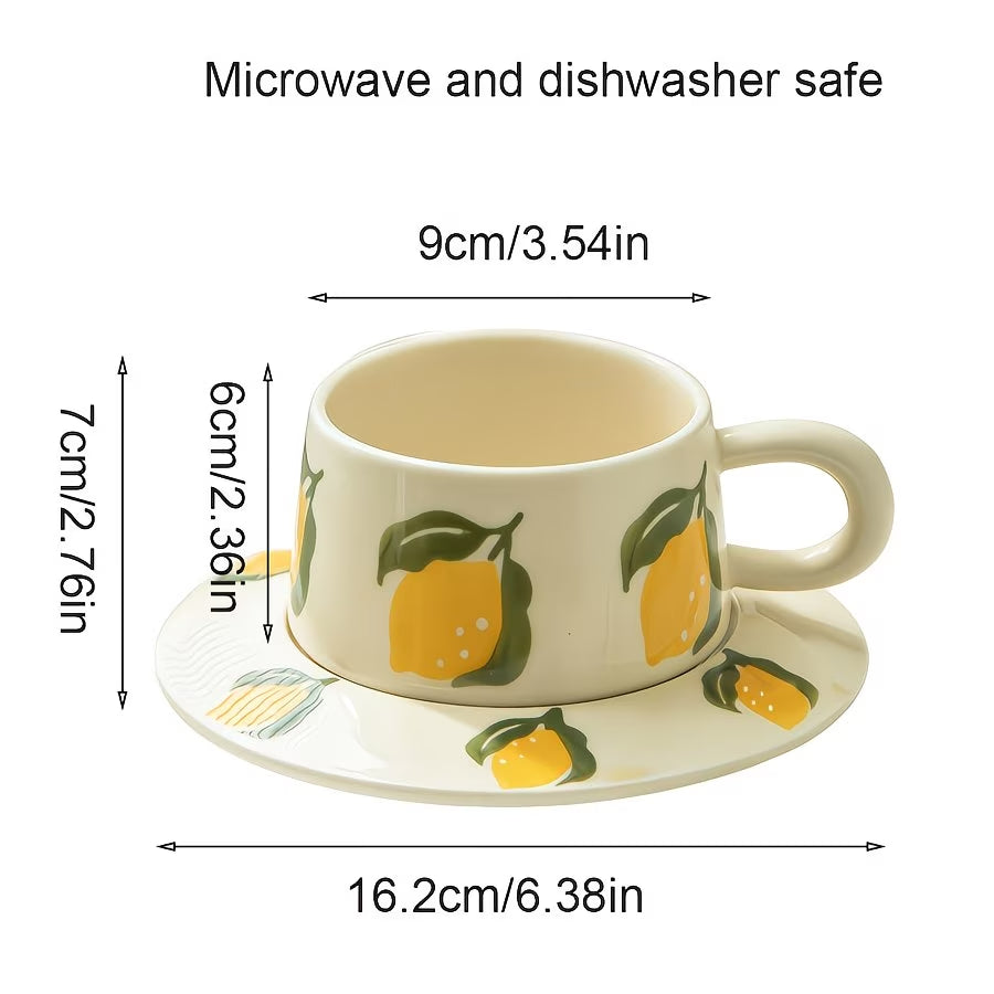 Floral Pattern Ceramic Cup and Saucer Set