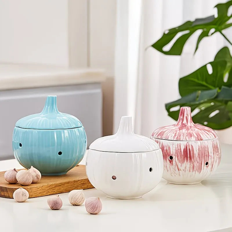Garlic Shape Ceramic Storage Jar with Lid