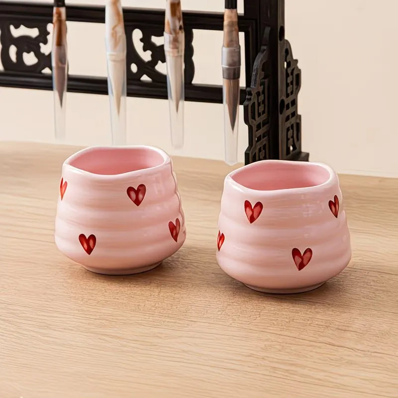 Heart Pattern Ceramic Coffee Cup