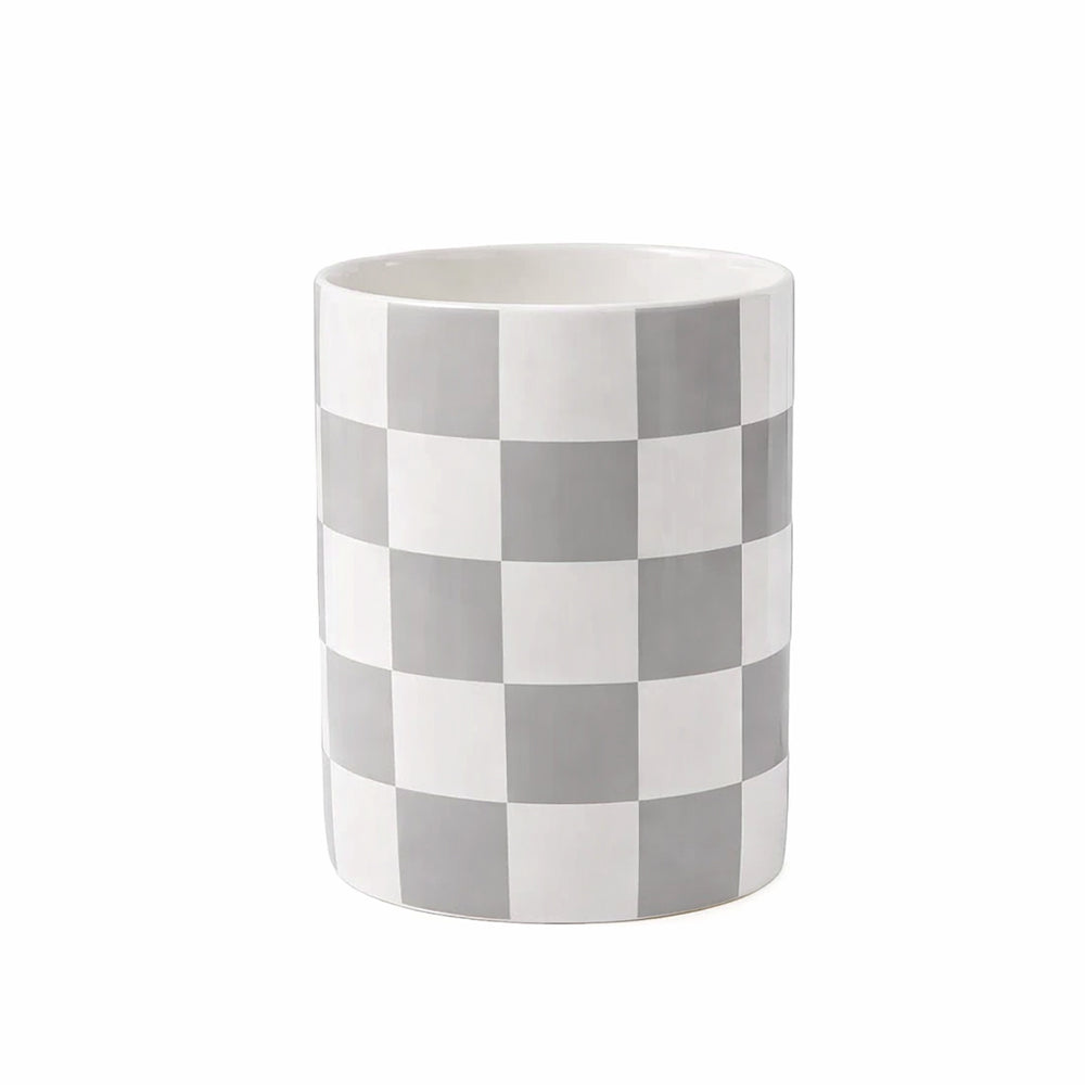 Checkered Pattern Ceramic Utensil Holder